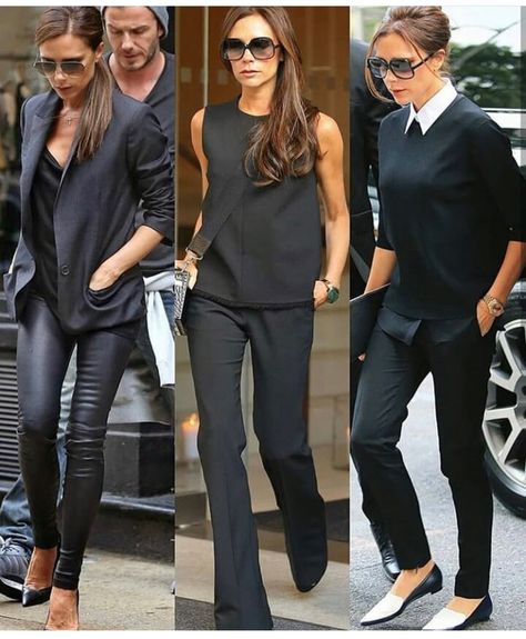 Viktoria Beckham, Style Année 80, Victoria Beckham Outfits, Victoria Beckham Style, Victoria Fashion, Women In Black, Chic Chic, Black Outfits, Meryl Streep