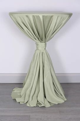 Sage Green Bengaline | TABLECLOTHS Sage Green Event Decor, Sage Green Table Decor Wedding, Sage Green Table Decor, Wedding Cocktail Tables, Cocktail Table Decor, 2024 Green, Naples Wedding, Green Drapes, Event Decorating