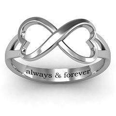 Simple Double Heart Infinity Ring #jewlr Promise Ring for her Heart Infinity Ring, Infinity Jewelry, Infinity Heart, Promise Rings For Her, Infinity Ring, Name Jewelry, Double Heart, Two Hearts, Rings Simple