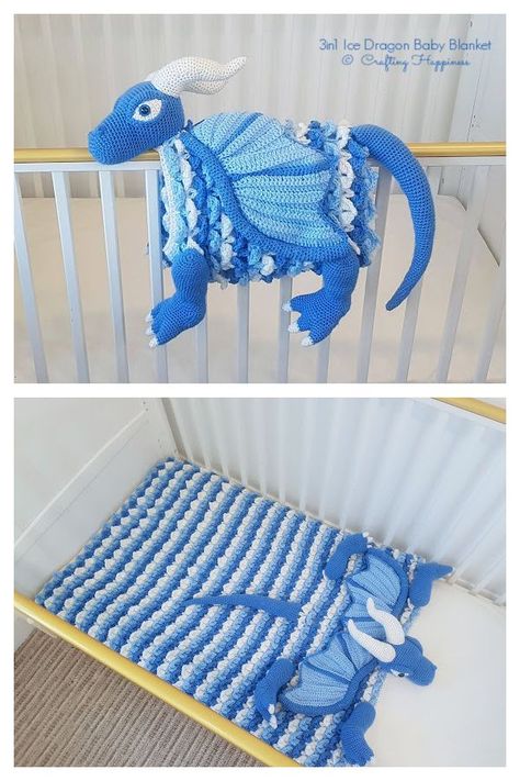 3in1 Ice Dragon Baby Blanket Crochet Pattern Crochet Dragon Applique Free Pattern, Dnd Crochet Blanket, Crochet Baby Animal Blanket, Crochet Dragon Lovey, Crochet Dragon Blanket Pattern Free, Dragon Lovey Crochet Pattern Free, Crochet Car Seat Blanket Free Pattern, Crochet Mythical Creatures Free Pattern, Baby Boy Blanket Ideas