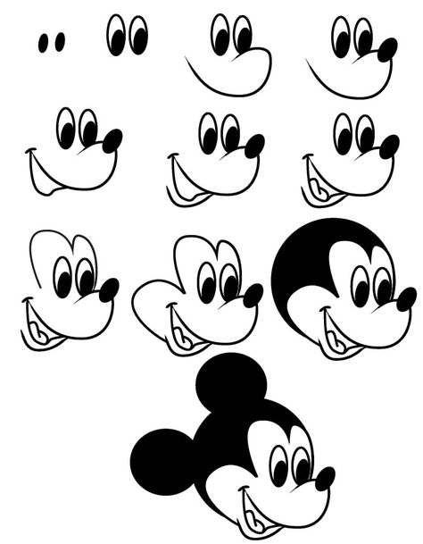 drawing mickey-mouse http://www.thedrawbot.com/drawing/drawing-mickey-mouse.html 얼굴 그리기, 자수 디자인, Drawing Lessons, Drawing Tutorials, Disney Drawings, Step By Step Drawing, Doodle Drawings, Drawing Techniques, Drawing For Kids