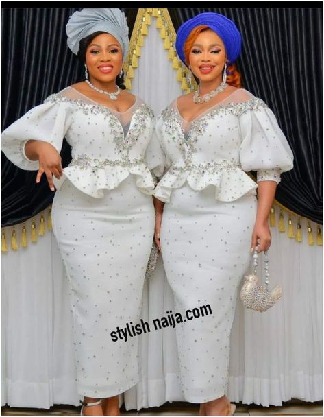 Gorgeous and Stunning Styles For Celebrations and Occasions. - Stylish Naija Latest Lace Styles, White Beaded Dress, Lace Dress Classy, Stylish Naija, Classy Short Dresses, African Party Dresses, Nigerian Lace Styles, Lace Dress Design, Lace Gown Styles