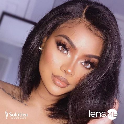 Slaying @brittanie_evans with her Solotica Hidrocor Ocre! Use the hashtag #lensdotme to get a chance to be featured! #Solotica #freeshipping Brittanie Evans, Glowing Makeup Look, Air Optix, Desi Perkins, Blessed Wednesday, Colored Contact Lenses, Glowing Makeup, Custom Wigs, Contact Lenses Colored