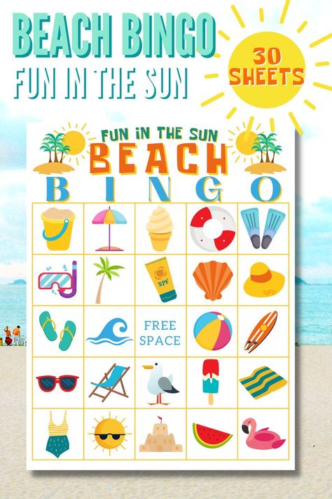 Beach Bingo, Summer Bingo, Theme Inspiration, Summer Printables, Fun Summer Activities, Beach Themed Party, Creative Challenge, Homeschool Activities, Sun Beach