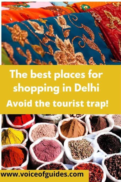 Are planning to go shopping in Delhi but you want to avoid the tourist trap? Here you find a summary of the best markets and bazaars in Delhi where you can buy everything, jewelry, textile, saari, Western Clothes, spices. Paharganj market, Sardar bazar, Chor bazaar, Chandni Chowk, Connaught place, Dilli Haat, Janpath market, Khan bazaar, kamla Nagar Daryaganj #shopping in Delhi #saari jewelry spices shopping # Chandni Chowk #cheap shopping in Delhi Delhi Shopping Market, Shopping In Delhi, Delhi Trip, Golden Triangle India, Delhi Shopping, India Vacation, Delhi Travel, India Trip, India Shopping