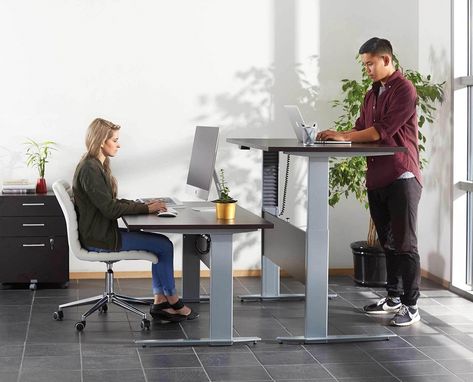 Taking care of your employees is essential if you want to keep the working environment healthy. Sometimes care means finding the perfect solution for their well being while they are working and resting their body. A sit-stand desk is one of the best solutions if you want to have employees in a good mood. These desks have been clinically proven to improve health, reduce the risk of disease, and increase physical activity. Standing Desk Benefits, Modern Contemporary Office, Portable Standing Desk, Contemporary Office Desk, Sit Stand Workstation, Buy Desk, Standing Desk Converter, Ergonomic Desk, Stand Desk