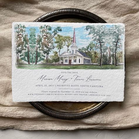 Papertree Studio on Instagram: “Watercolor on handmade paper for Marissa and Trevor 🌿 #watercolor #venueillustration #handmadepaper #savethedate #papertreestudio…” Venue Watercolor, Watercolor Invitation, Body Padding, Bespoke Invitations, Bespoke Wedding Invitations, Social Media Signs, Calligraphy Envelope, Paper Tree, Watercolor Invitations