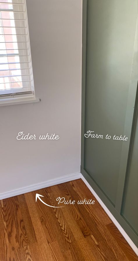 Colors That Go With Eider White, Sherwin Williams Farm To Table Paint Color, Paint Colors For Wood Paneling, Farm Style Office Ideas, Home Depot Bedroom Paint, Green White Wood Interior, Interior Accent Wall Colors, Farm To Table Paint Color, Farm To Table Sherwin Williams