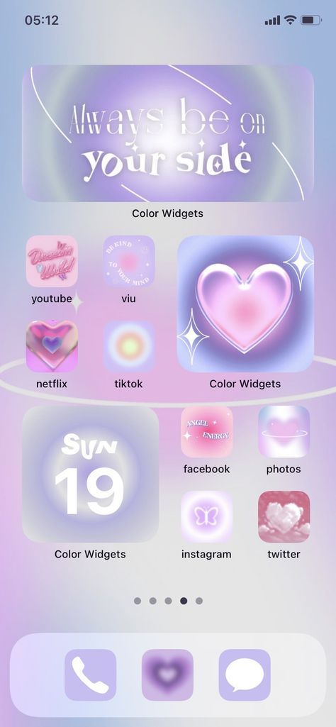 Purple Aesthetic Theme Iphone, Iphone Wallpaper Purple Pastel, Iphone App Layout Purple, Iphone Aesthetic Customization, Phone Themes Aesthetic Purple, Ios Layout Aesthetic Purple, Phone Themes Pastel, Pink And Purple Phone Theme, Ios 16 Home Screen Ideas Aesthetic Purple