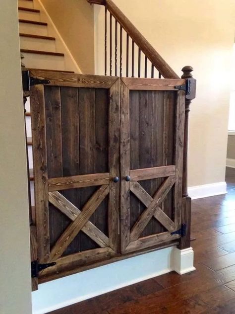 Barn Door Baby Gate, Pet Gates, Western Bedroom Decor, Ranch House Decor, Western Bedroom, Rustic Western Decor, Stair Case, Rustic Retreat, Western Homes