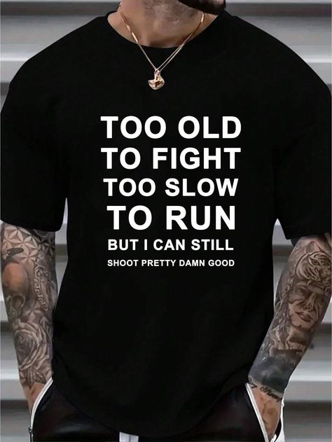 Men Plus Size Slogan Printed Round Neck Short Sleeve Casual T-Shirt, SummerI discovered amazing products on SHEIN.com, come check them out! Summer Slogans, Fabric Letters, Men Plus Size, Estilo Hip Hop, Plus Size Summer, Great T Shirts, Mens Plus Size, Casual T Shirt, Kids Sleepwear