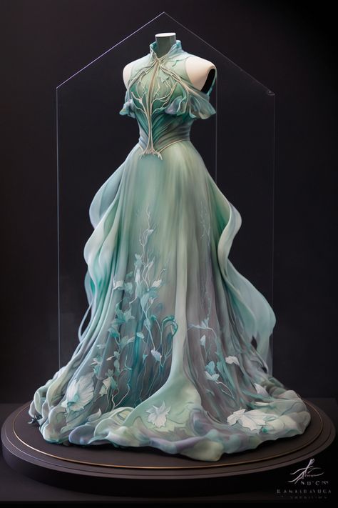 Pisces zodiac sign inspired gown Zodiac Fairy Gown, Pisces Dress, Artistic Costumes, Fae Dress, Water Dress, Painted Fashion, Fairy Gown, Ocean Dress, Doctor Dress