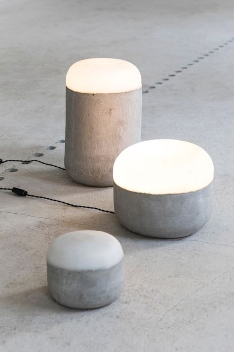 New discoveries and product launches from Maison et Objet 2019 Concrete Lamps, Led Lamp Design, Square Table Lamp, Blitz Design, Decoration Beton, Concrete Light, Concrete Lamp, Concrete Crafts, Concrete Projects