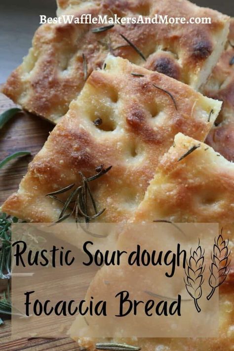 How To Make A Rustic Sourdough Focaccia Bread Easy Focaccia Bread, Rosemary Focaccia Bread, Foccacia Recipe, Easy Focaccia, Homemade Focaccia Bread, Best Waffle Maker, Sourdough Focaccia, Foccacia Bread, Rosemary Focaccia