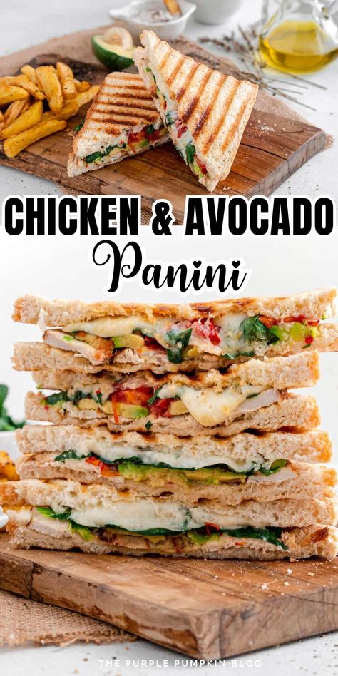 Healthy Chicken Panini Recipes, Panini Sandwiches Chicken, Turkey Avocado Panini, Rotisserie Chicken Panini Recipes, Rotisserie Chicken Panini, Chicken And Avocado Sandwich, Grilled Chicken Avocado Sandwich, Chicken Bacon Avocado Sandwich, Grilled Chicken Panini Sandwiches