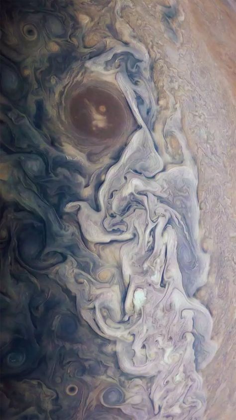 Jupiter Surface, Jupiter Wallpaper, Juno Spacecraft, Big Painting, Swirling Clouds, Outer Planets, Space Planets, Satellite Image, Space Images