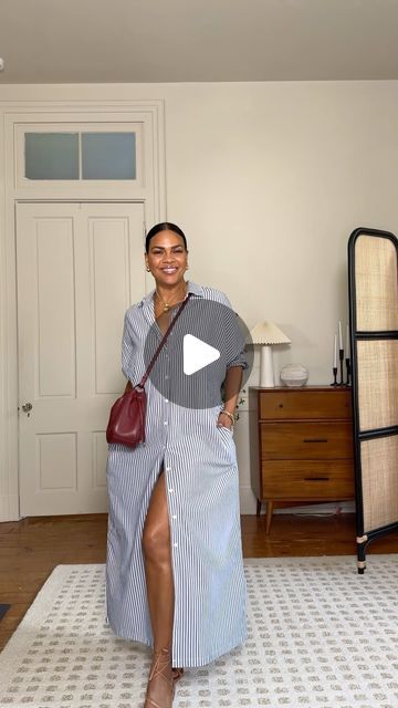 ANNA MAE GROVES | LIFESTYLE on Instagram: "This shirt dress is an affordable version of what I saw scrolling Pinterest and instagram! It’s still hot here, so here’s how I’d wear it as a transition from now through fall :) Which way would you wear it? COMMENT LINK below and I’ll send you a DM with everything in the video :) I sized up one in the dress! Everything can also be found in my I t k ✨" Shirt Dress Styling Ideas, How To Style A Shirt Dress, Style A Shirt Dress, Shirt Dress Styling, Clothes Capsule, Button Up Maxi Dress, Maxi Dress Outfit, O Bag, How To Style