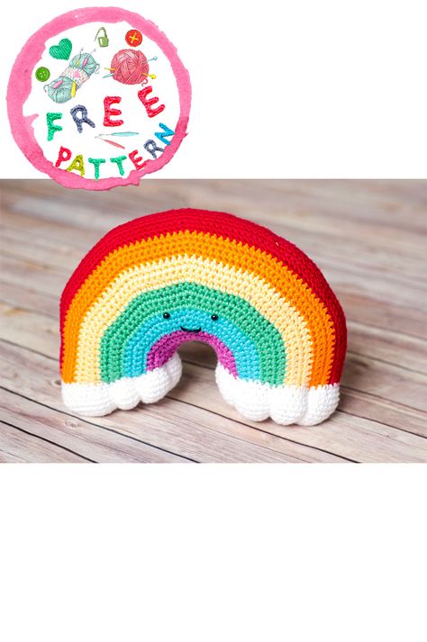 Rainbow Plushies, Crochet Rainbow Pillow, Symbol Of Hope, Rainbow Pillow, Crochet Pillows, Rainbow Crochet, Amigurumi Free, Chunky Yarn, Rainbow Pattern