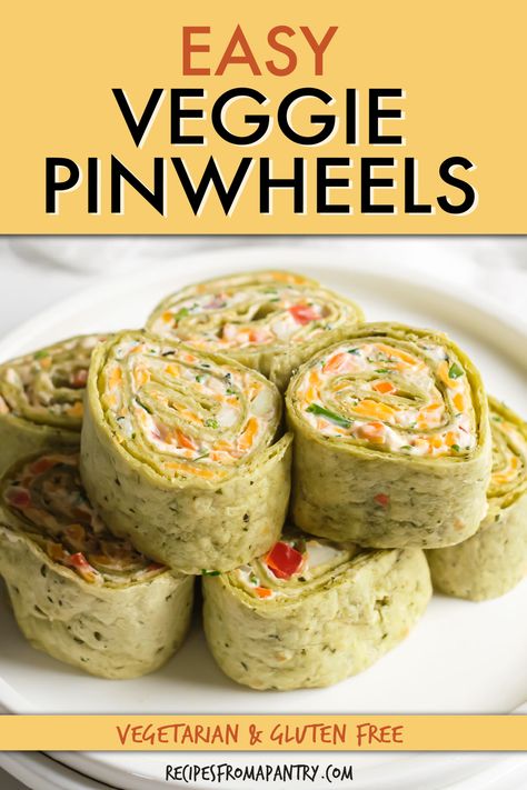 These veggie pinwheels are easily made with everyday ingredients like soft tortillas, cream cheese, and fresh vegetables. They're an ideal prep ahead dish to serve up as an easy appetizer, snack, or game day party food when you need to feed a crowd. Pinwheels are also great for packing in lunch boxes, on picnics, or bringing to potlucks. Click through to get this awesome veggie pinwheels recipe!! #veggiepinwheels Veggie Pinwheels Roll Ups, July 4th Food Appetizers, Roll Ups Tortilla Pinwheels, Easy Pinwheel Recipes, Veggie Pinwheels, Veggie Tortilla, Pinwheels Appetizers, Soft Tortillas, Tortilla Pinwheels