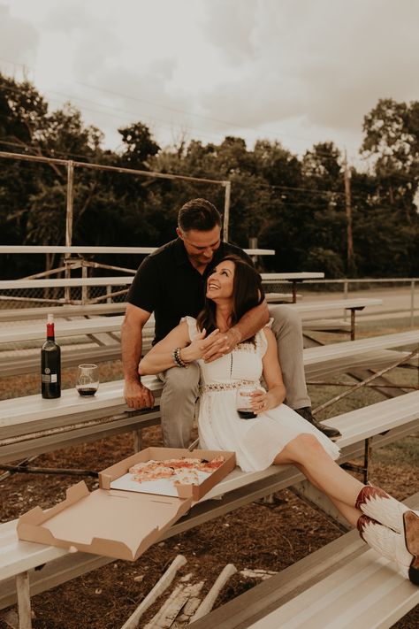 Engagement Photos Sports, Athletic Engagement Photos, Football Field Engagement Photos, Football Stadium Engagement Photos, Football Engagement Photos, High School Engagement Photos, High School Sweetheart Photoshoot, Engagement Photos High School Sweetheart, Sporty Engagement Photos