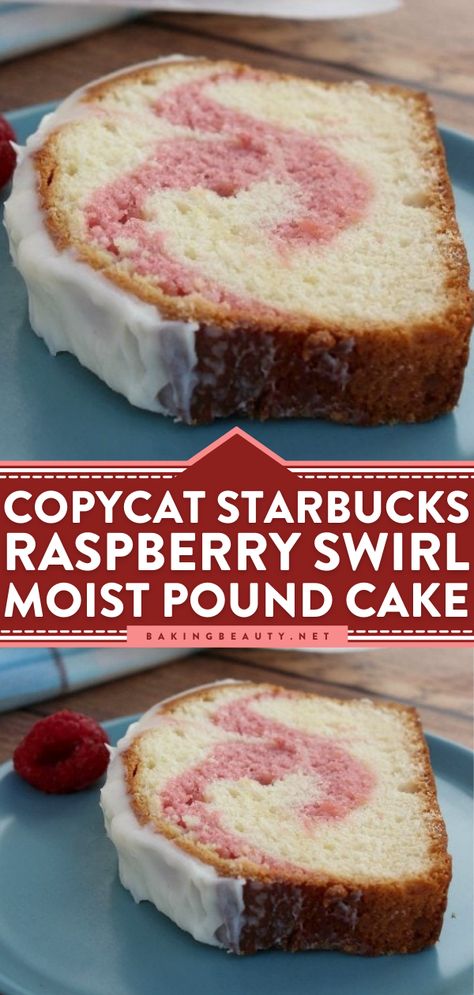 Copycat Starbucks Raspberry Swirl Moist Pound Cake Recipe, simple dessert recipes, cake recipes from scratch, easy pound cakes Pound Cakes Recipes From Scratch, Starbucks Raspberry, Raspberry Swirl Pound Cake, Raspberry Pound Cake, Lemon Recipes Easy, Pops Recipes, Holiday Cake Recipes, Moist Pound Cake, Raspberry Desserts