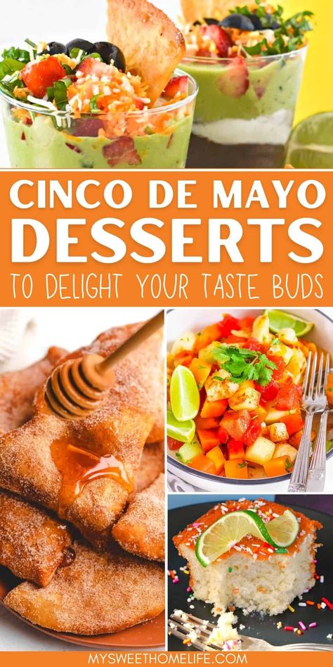 Indulge in a fiesta of flavors with these irresistible Cinco de Mayo desserts. From classic churros to mouthwatering tres leches cake, these treats are more than just desserts – they're a celebration of culture, unity, and the joy of coming together. Latino Dishes, Mexican Fruit Salads, Traditional Mexican Desserts, Easy Dinner Party Recipes, Chocoflan Recipe, Hispanic Recipes, Churros Recipe, Soft Gingerbread Cookies, Leches Cake