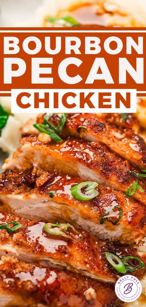 Bourbon Pecan Chicken, Pecan Crusted Chicken Breast, Burbon Chicken, Boozy Recipes, Crusted Chicken Breast, Bourbon Chicken Recipe, Crusted Chicken Recipes, Crockpot Chicken Breast, Bourbon Sauce