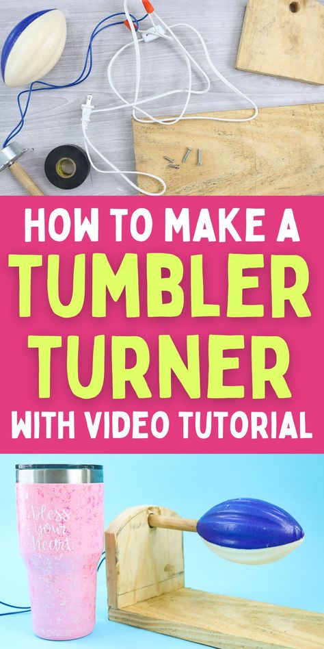 Tips for making a tumbler turner. Fun DIY project. Easy tips for making a tumbler. Rotary Tumbler, Tumbler Turner, Cord Wood, Diy Tumbler, Rose Crafts, Clay Pot Crafts, Diy Cups, Glitter Cups, We R Memory Keepers