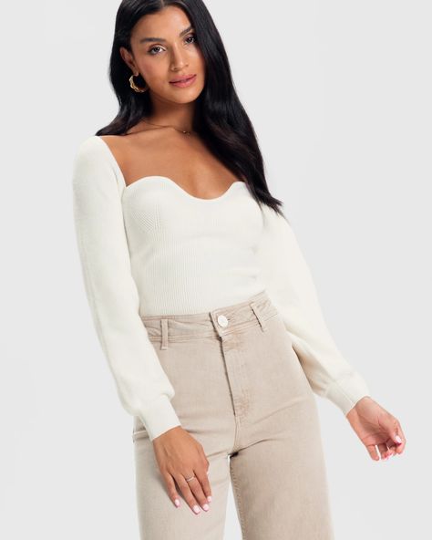 Bustier Rib Knit Top - Off-White – Apero Label