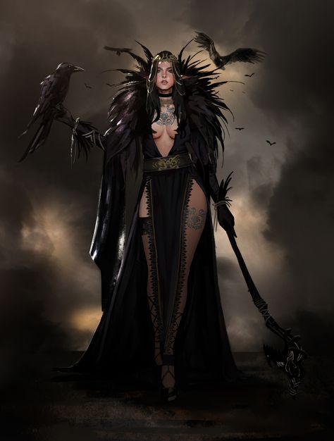 Necromancer Female, Sorceress Character Design, Female Necromancer, Demon Witch, Witch Characters, Fantasy Witch, Black Witch, Dungeons And Dragons Characters, Witch Art