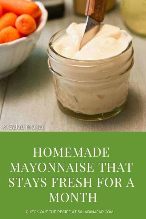 Homemade Mayonnaise Recipe, Homemade Mayo, Homemade Pantry, Mayonnaise Recipe, Homemade Condiments, Condiment Recipes, Homemade Mayonnaise, Salad In A Jar, Homemade Yogurt