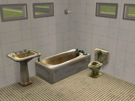 Mod The Sims - Always Filthy Bathroom Set Sims 4 Filthy Cc, Toilet Cc Sims 4, Sims 2 Bathroom, Sims 4 Cc Shower Tub, Sims 4 Cc Bathtub Curtain, Sims 2 Bathroom Cc, Loading Screen, Towel Decor, Bathroom Set