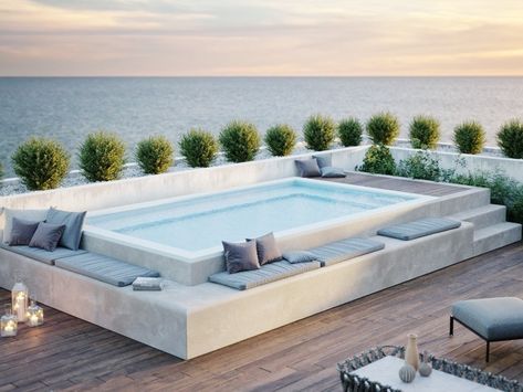 Download the catalogue and request prices of Spaspace By la veneta forme, terrace pool in eps and polypropylene Raised Pools, Spa Space, Design Per Patio, Kleiner Pool Design, Rooftop Terrace Design, Rooftop Design, Small Pool Design, Jacuzzi Outdoor, Small Pools