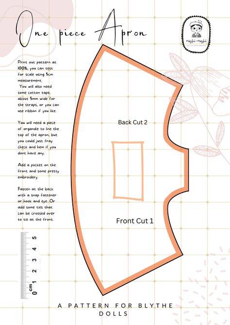 Blythe Doll Patterns, Doll Apron Pattern Free, Blythe Patterns Free, Blythe Doll Clothes Patterns Free, Free Blythe Doll Clothes Patterns, Blythe Dress Pattern Free, Blythe Clothes Pattern Free, Blythe Overalls Pattern, Blythe Sewing Pattern