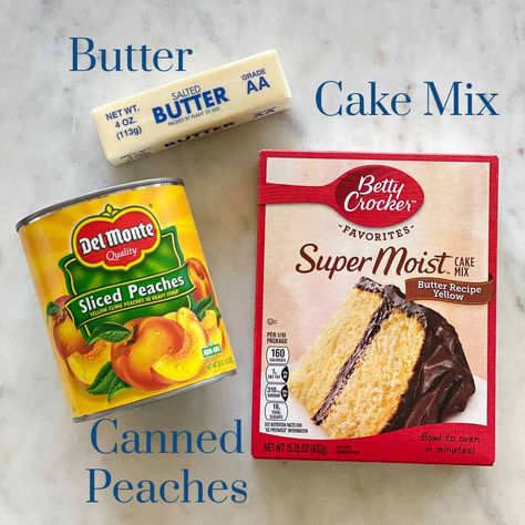 Peach Cobbler Yellow Cake, 3 Ingredient Peach Dump Cake, Peach Dump Cake Recipes Easy, Easy Peach Cake 3 Ingredients, Canned Peach Dump Cake Easy, Peach Dump Cake With Canned Peaches, Jiffy Cake Mix Peach Cobbler, Easy Peach Cobbler With Cake Mix Simple, Easy Peach Upside Down Cake With Box Cake