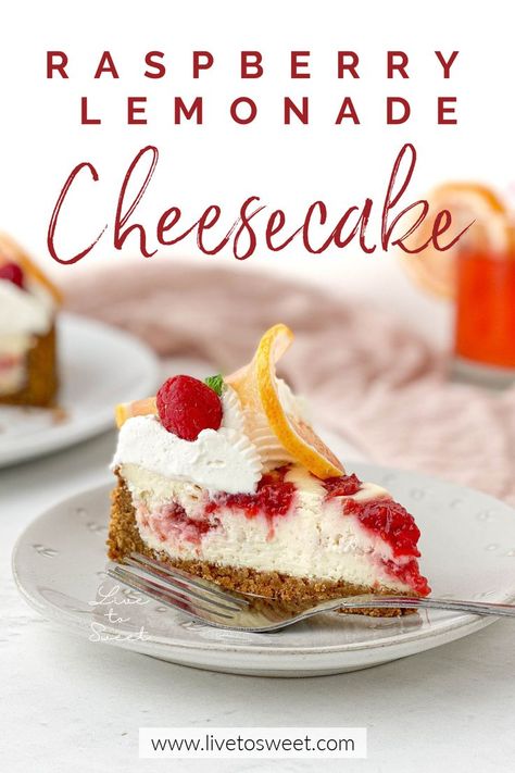 Raspberry Lemon Cheesecake, Lemonade Cheesecake, Lemon Raspberry Cheesecake, Homemade Cheesecake Recipes, Spring Recipes Dessert, Healthy Cheesecake, Vegetarian Desserts, Fruit Dessert Recipes, Homemade Cheesecake