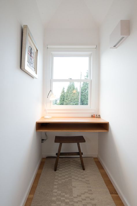 Desk In Window Alcove, Dormer Ideas Interior Built Ins, Window Nook Desk Ideas, Window Nook Desk, Dormer Window Desk Ideas, Built In Desk Nook With Window, Dormer Window Desk, Desk In Dormer Window, Small Dormer Window Ideas