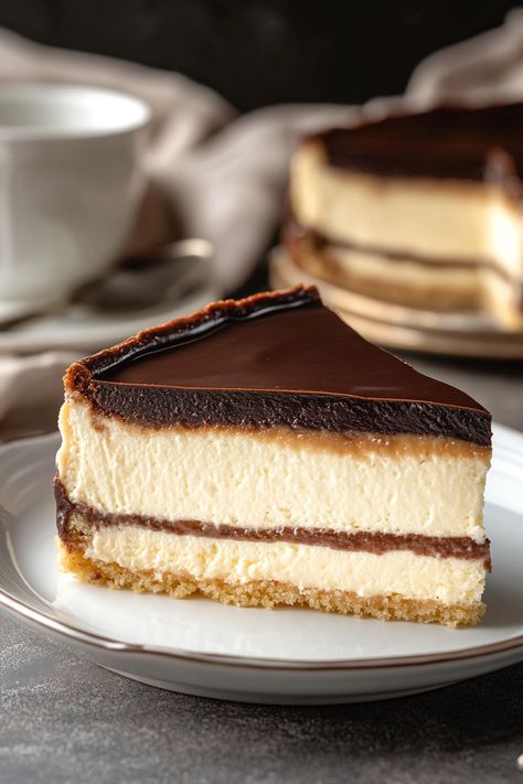 Boston Cream Pie Cheesecake - An Organized Chaos Boston Cream Pie Cheesecake, Taco Ranch Bites, Boston Creme Pie, Christmas Desert, Creme Pie, Easy Potluck, Pie Cheesecake, Comfort Desserts, Boston Cream Pie