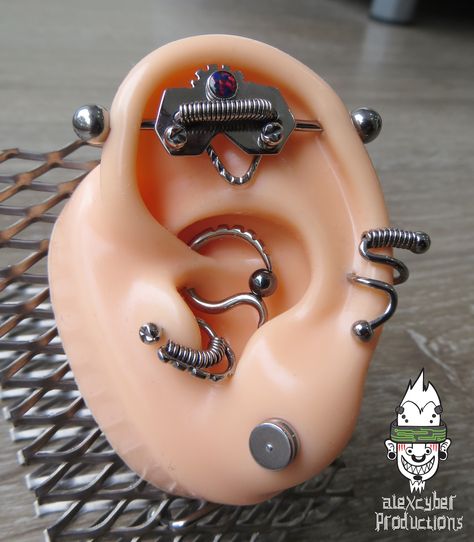 Cyberpunk Piercing, Joe Dirt, Piercing Inspo, Etsy Jewelry Handmade, Cool Ear Piercings, Cool Piercings, Cyberpunk Fashion, Titanium Jewelry, Daith Piercing