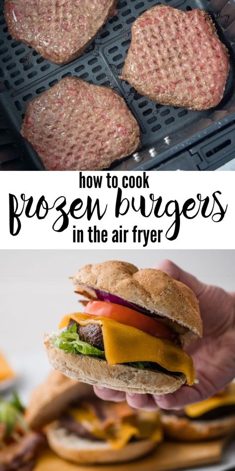 Grilling Frozen Burgers, Air Fryer Recipes Hamburger, Frozen Burger Patties, Frozen Beef, Cooks Air Fryer, How To Cook Burgers, Air Fryer Oven Recipes, Air Fry Recipes, Homemade Burgers