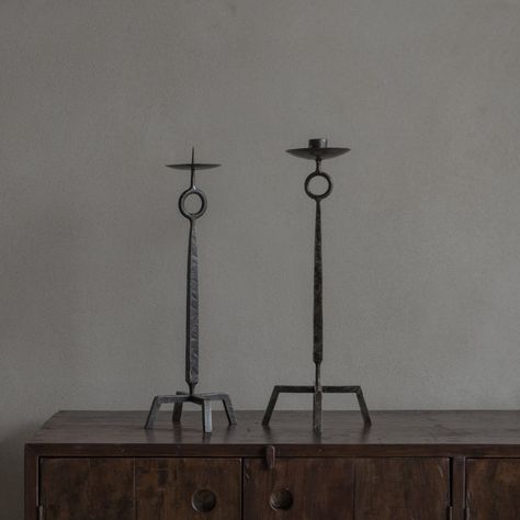 Listed on VNTG.com: Pair of French Brutalist Candle Holders | #vntg #vintage Pewter Candle Holders, Bronze Candle Holders, Stone Candle Holder, Wrought Iron Candle Holders, Iron Candle Holders, Stone Candles, Floor Candle Holders, Copper Candle, Wrought Iron Candle