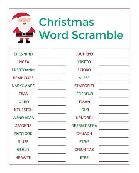 Christmas Word Scramble Activity Page Jumble Word Puzzle, Christmas Puzzles Printables, Worksheets For Adults, Merry Christmas Letter, Christmas Word Scramble, Jumbled Words, Christmas Party Activities, Holiday Words, Hard Words