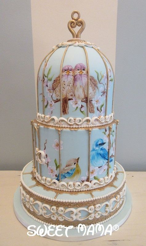 Bird Cage Cake, Decoration Ideas Wedding, Cake Decoration Ideas, Unique Cakes Designs, Wedding Cake Birds, Bird Cake, Big Wedding Cakes, Fantasy Cake, Beautiful Cake Designs