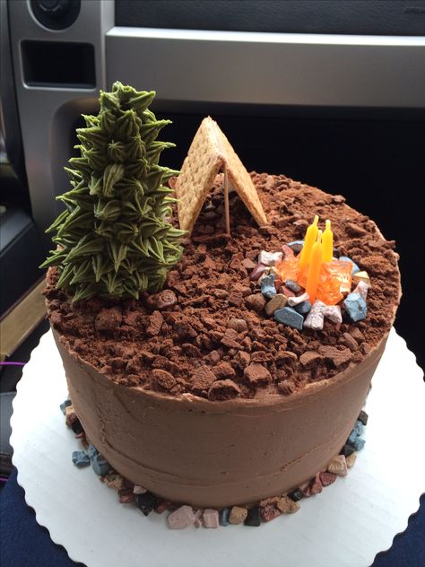 Camping cake Camping Birthday Cake, Camping Cake, Camping Cakes, Birthday Camping, Pinterest Cake, Camping Birthday, Chiffon Cake, Fancy Cakes, Cake Cake