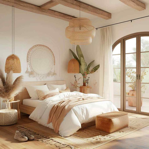 49 Nordic Boho Sleeping Spaces: Embracing Scandinavian Cool with Bohemian Vibes Small Boho Bedroom, Feng Shui Bedroom Decor, Couples Bedroom Decor Ideas, Bedroom Decor Master For Couples, Bedroom Decor For Couples Romantic, Rustic Bedrooms, Scandinavian Style Bedroom, Bedrooms For Couples, Small Bedroom Decor Ideas