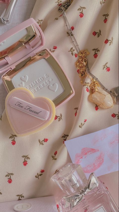 Face Powder Aesthetic, Ishika Core, Coquette Makeup Products, Powder Pink Wallpaper, Too Faced Powder, Pink Makeup Products, Fill The Jars Template, Croquette Aesthetic, Pastel Pink Icons:)