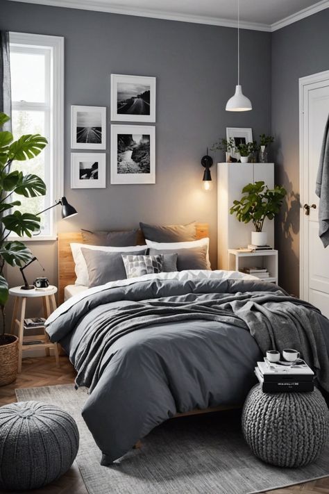 Grey Ikea Bedroom, Ikea Cozy Bedroom, Gray Bedroom Inspirations, Bedroom Inspirations Gray, Bedroom Comforter Ideas, Ikea Bedroom Ideas, Best Of Ikea, Bedroom Ideas Grey, Cozy Grey Bedroom