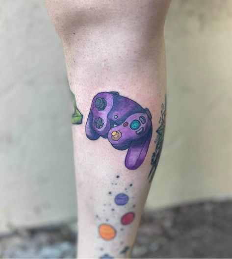 Gamecube Controller Tattoo, Gamecube Tattoo, Controller Tattoo, Tattoo Fillers, Gamecube Controller, Tattoo Filler, Gaming Tattoo, Tat Ideas, Game Lovers