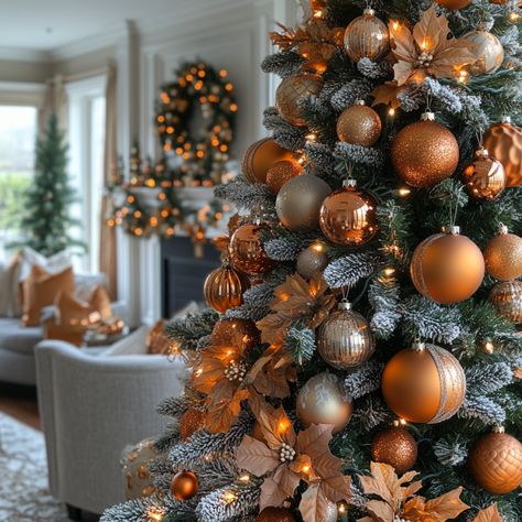 Orange Garlands, Orange Christmas Decor, Fall Christmas Tree, Orange Christmas Tree, 2025 Ideas, Christmas 2025, Orange Christmas, Christmas Tree Design, Tree Designs