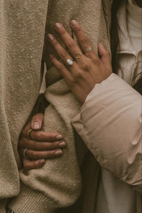 Hand Poses For Engagement Rings, Engagement Ring Pictures On Hand Photo Ideas, Holding Hands Engagement Pictures, Hand Holding Engagement Photos, Ring Close Up Photography, Engagement Photos To Show Off The Ring, Engagement Aesthetic Hands, Proposal Hand Pictures, Proposal Aesthetic Ring